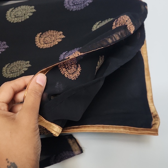 BIBA Indowestern Black paisley tunic top - Picture 5 of 6